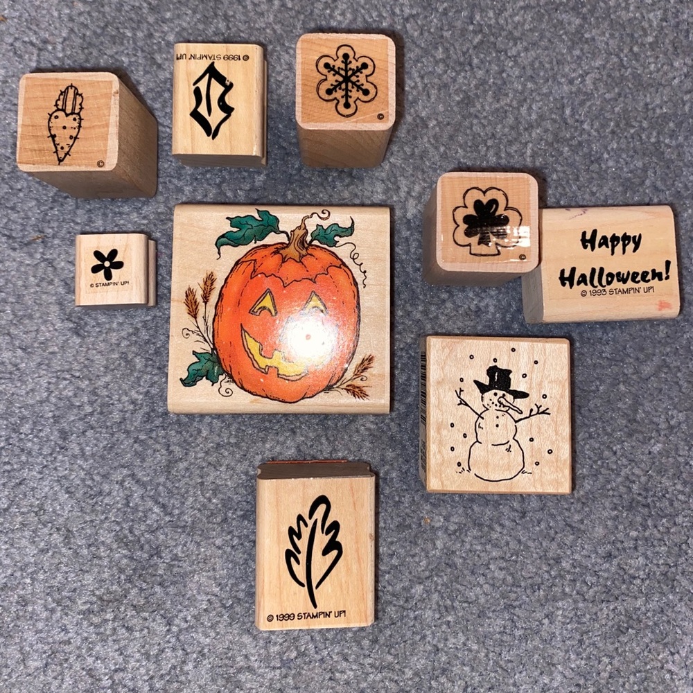 Holiday themed rubber stamps